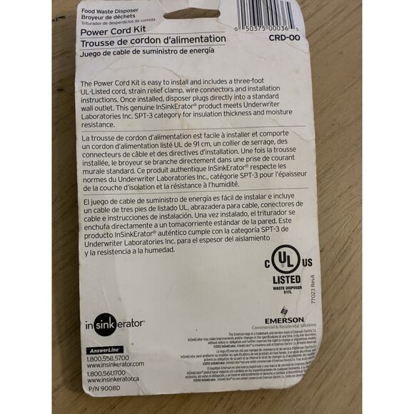 InSinkErator Garbage Disposal Power Cord Kit, CRD-00 Black Plumbing Kitchen Sink - Picture 3 of 6